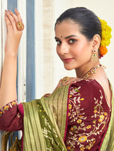 Women's Olive Festive Saree