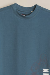 Boys Blue Casual Printed Regular Fit Tshirt