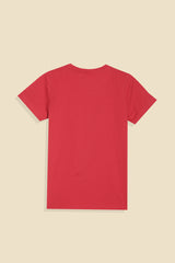 Boys Red Casual Printed Regular Fit Tshirt