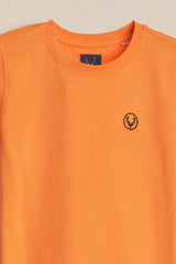 Boys Green and Orange Casual Solid Regular Fit Tshirt - Pack of 2