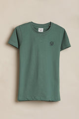 Boys Green and Orange Casual Solid Regular Fit Tshirt - Pack of 2