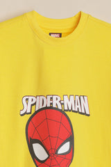 Boys Yellow Casual Printed Regular Fit Tshirt