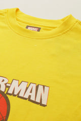 Boys Yellow Casual Printed Regular Fit Tshirt