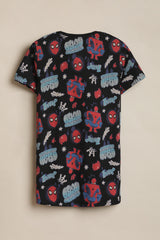 Boys Black Casual Printed Regular Fit Tshirt