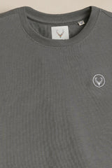 Boys Grey Casual Solid Regular Fit Full Sleeves Tshirt