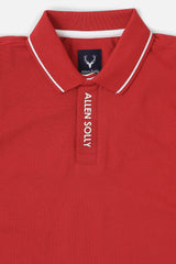 Boys Red Casual Solid Regular Fit Polo Tshirt