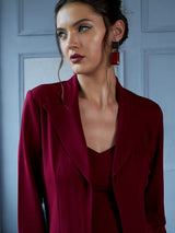 Women's Maroon Three Piece Blazer Co-ords Set