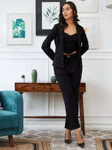 Women's Black Three Piece Blazer Co-ords Set