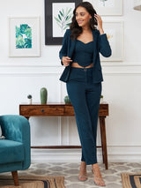 Women's Teal Three Piece Blazer Co-ords Set