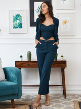 Women's Teal Three Piece Blazer Co-ords Set