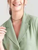 Women's Poshbery Light Green Front Slit Co-ords Set with Skirt