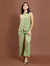 Women's Light green Embellished Collar Ethnic Co-ords Set