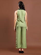 Women's Light green Embellished Collar Ethnic Co-ords Set