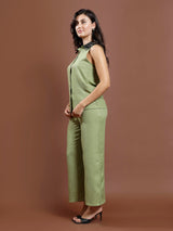 Women's Light green Embellished Collar Ethnic Co-ords Set