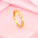 Women's Gold Plated CZ White Solitaire Ring - Non Adjustable