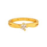 Women's Gold Plated CZ White Solitaire Ring - Non Adjustable