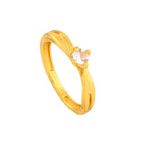 Women's Gold Plated CZ White Solitaire Ring - Non Adjustable