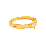 Women's Gold Plated CZ White Solitaire Ring - Non Adjustable