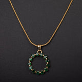 Women's Gold Plated Trendy Green Candy Pendant with Chain