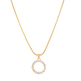 Women's Gold Plated CZ Round White Candy Pendant with Chain