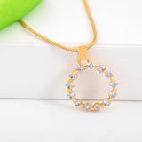 Women's Gold Plated CZ Round White Candy Pendant with Chain