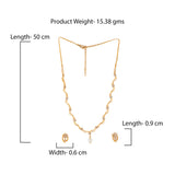Women's Gold Plated CZ Star Wave Designer Necklace Set with Pearl
