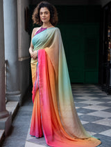 Women's Multicolor Mul Modal Saree with Blouse Piece