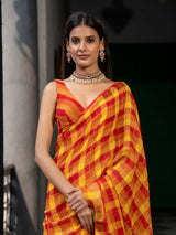 Women's Multicolor Cotton Zari Saree