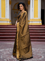 Women's Yellow Cotton Zari Saree