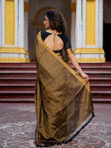 Women's Yellow Cotton Zari Saree