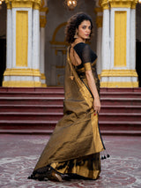 Women's Yellow Cotton Zari Saree