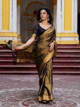 Women's Yellow Cotton Zari Saree