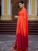 Women's Orange Mul Modal Saree