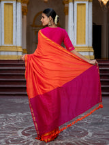 Women's Orange Mul Modal Saree