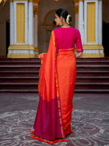 Women's Orange Mul Modal Saree
