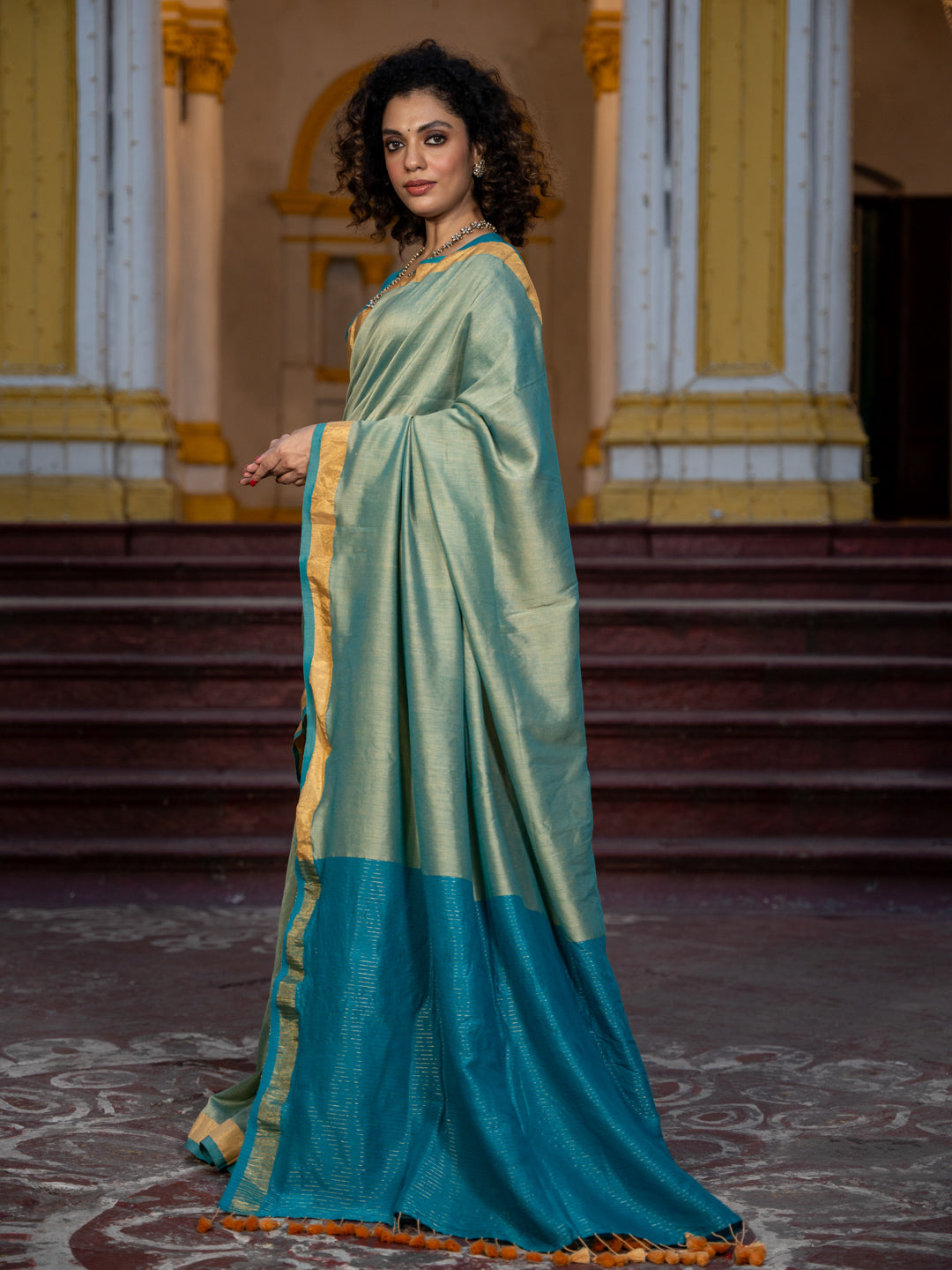 Women's Green Mul Modal Saree