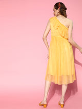 Women's Yellow Casual Regular Fit Solid Sleeveless Dress
