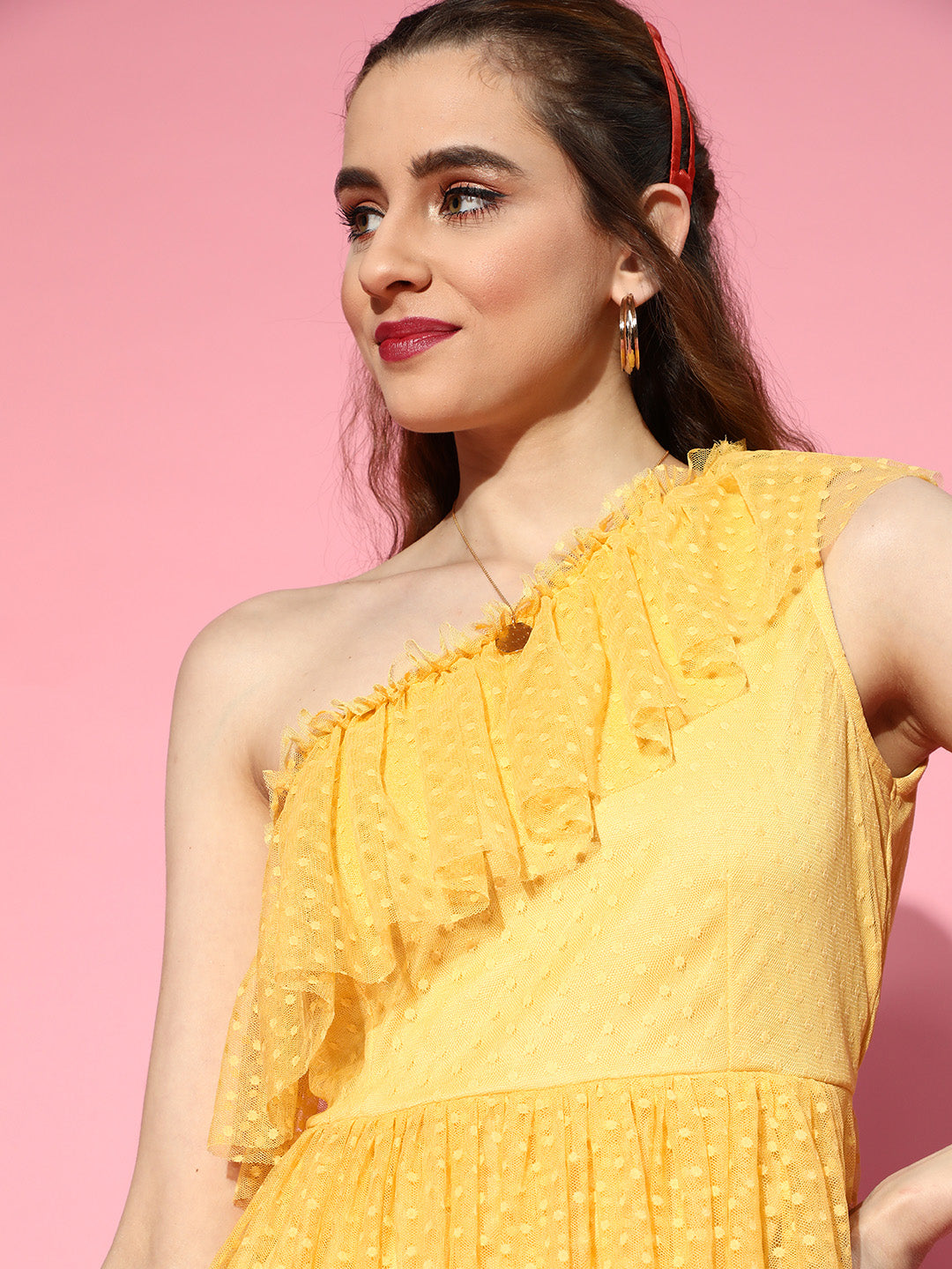 Women's Yellow Casual Regular Fit Solid Sleeveless Dress