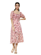 Women's Pink Casual Regular Fit Printed Half Sleeves Dress