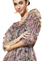 Women's Brown Casual Regular Fit Printed Three Quarter Sleeves Dress