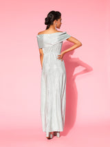 Women's Gray Party Regular Fit Solid Half Sleeves Dress