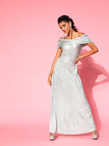 Women's Gray Party Regular Fit Solid Half Sleeves Dress