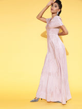 Women's Purple Party Regular Fit Solid Half Sleeves Dress