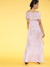 Women's Purple Party Regular Fit Solid Half Sleeves Dress