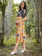 Women's Multicolor Casual Regular Fit Printed Half Sleeves Dress