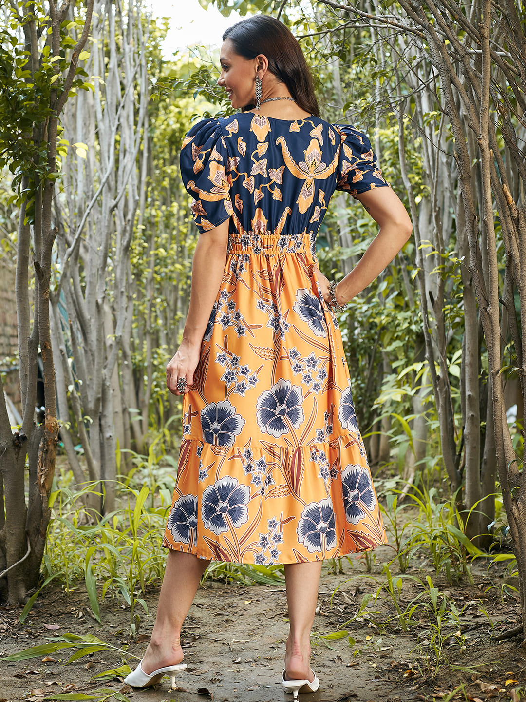 Women's Multicolor Casual Regular Fit Printed Half Sleeves Dress
