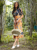 Women's Multicolor Casual Regular Fit Printed Half Sleeves Dress