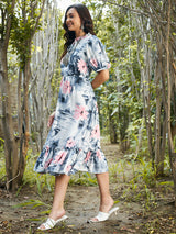 Women's Multicolor Casual Regular Fit Printed Half Sleeves Dress