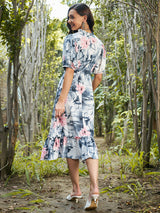 Women's Multicolor Casual Regular Fit Printed Half Sleeves Dress