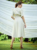 Women's Yellow Casual Regular Fit Printed Half Sleeves Dress